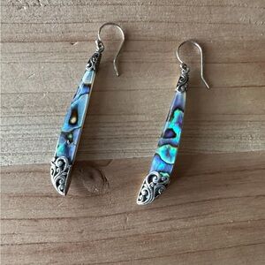 Elegant Silver and Abalone Drop Earrings